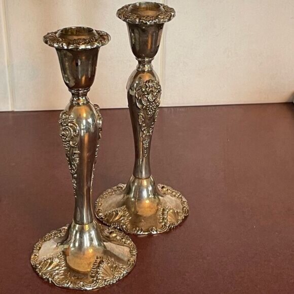 GODINGER vintage silver plate candlesticks pair - Picture 2 of 9